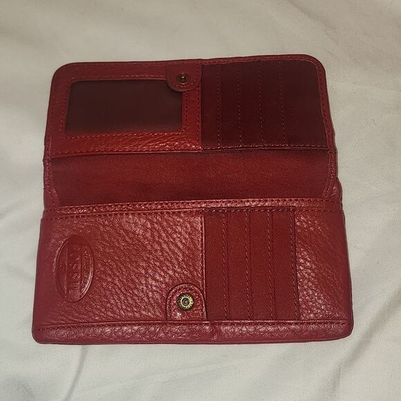 Fossil Two Toned Red Leather Multi-Storage Wallet - Picture 5 of 13